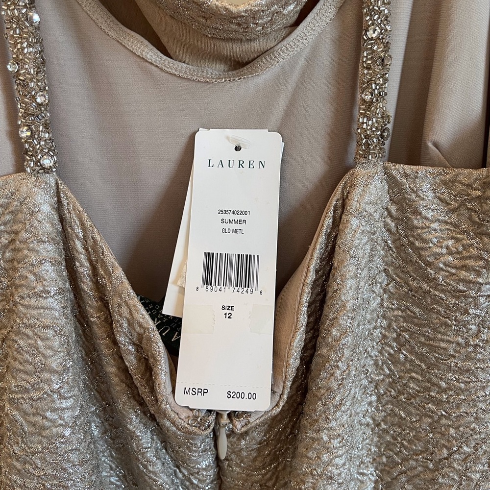 Lauren metallic cocktail evening dress